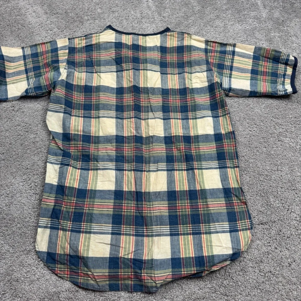 Vintage 1970s MODEL Youth 16 Short Sleeve Henley Plaid Tapered Fit Women's Small - Picture 5 of 6